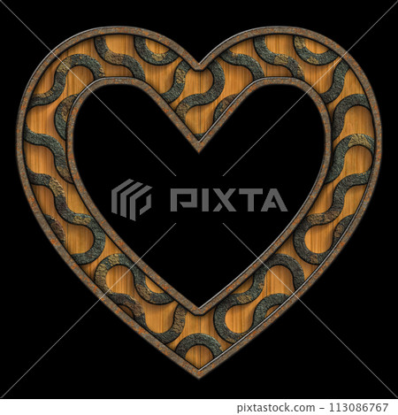 3D render of wood and metal symbol 113086767