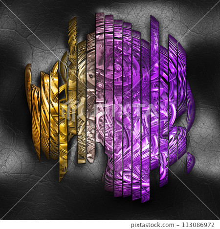 3D rendering of plastic striped object on leather 113086972