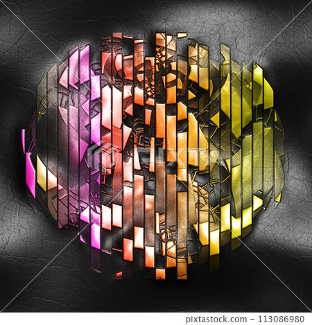 3D rendering of plastic striped object on leather 3D rendering of plastic striped object on leather 113086980