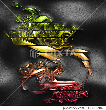 3D rendering of plastic striped object on leather 113086982