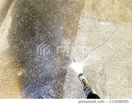 High pressure washing of the parking lot! 113086985