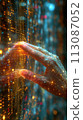 Networking connect technology abstract concept. Hand of touching futuristic network connection, internet, innovation, and technology. 113087052