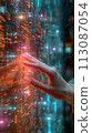 Networking connect technology abstract concept. Hand of touching futuristic network connection, internet, innovation, and technology. 113087054
