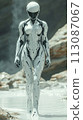 Humanoid robot with DNA modification, future cosmonaut, space discoverer. AI Generative 113087067