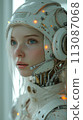 Humanoid robot with DNA modification, future cosmonaut, space discoverer. AI Generative 113087068
