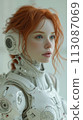 Humanoid robot with DNA modification, future cosmonaut, space discoverer. AI Generative 113087069