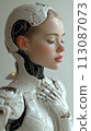 Humanoid robot with DNA modification, future cosmonaut, space discoverer. AI Generative 113087073