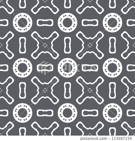 Elegant very beautiful gray and white seamless pattern. Ornamental style tribal ethnic background 113087154