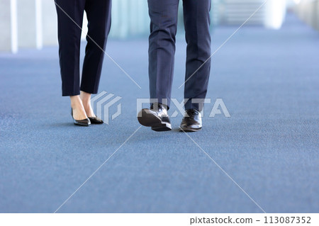 Man and woman business walking faceless Man and woman business walking faceless 113087352