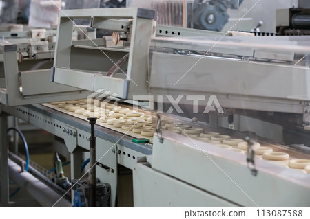 Industrial line for the production of biscuits and bagels.The furnace for automatic heating of cookies Industrial line for the production of biscuits and bagels.The furnace for automatic heating of cookies 113087588