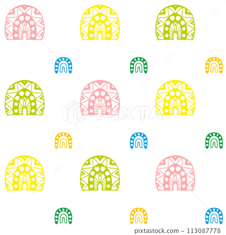 rainbow doodle seamless pattern, hand drawn print rainbow doodle seamless pattern, hand drawn print 113087778