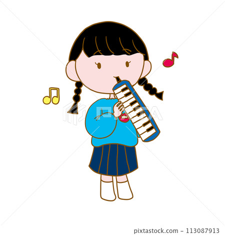 彈鍵盤口琴的女孩 彈鍵盤口琴的女孩 113087913