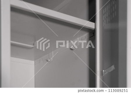 White lockers for locker room. Change room metal box White lockers for locker room. Change room metal box 113089251