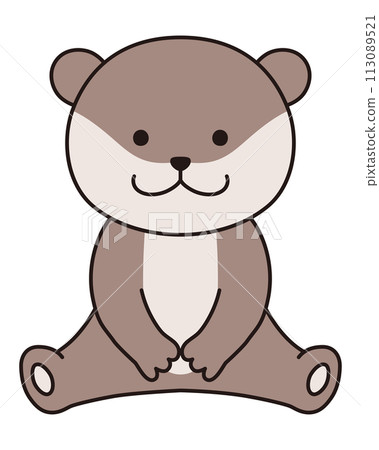 坐水獺的向量圖。圖示、動物 113089521