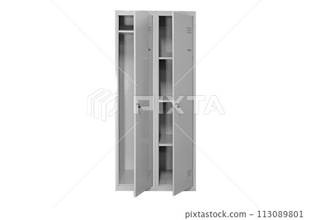White lockers for locker room. Change room metal box 113089801