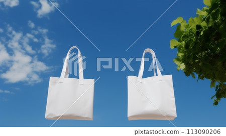 Eco-Friendly Bags with Sky Backdrop Eco-Friendly Bags with Sky Backdrop 113090206