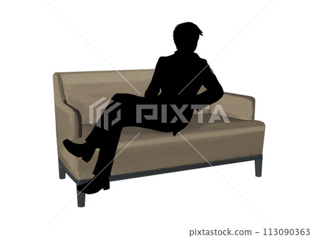 Person: Man sitting on sofa 113090363