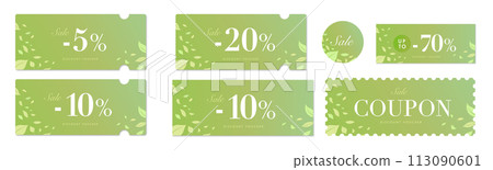 Matcha-like green and leaf coupon vector icon set 2 that can be used for sale Matcha-like green and leaf coupon vector icon set 2 that can be used for sale 113090601