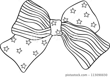 Coquette Ribbon Bow 4th of July doodle outline Coquette Ribbon Bow 4th of July doodle outline 113090830