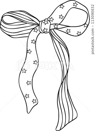 Coquette Ribbon Bow 4th of July doodle outline Coquette Ribbon Bow 4th of July doodle outline 113090832