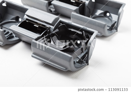 two cup holders for tea or coffee of car on white isolated background. Spare parts catalor for vehicled. two cup holders for tea or coffee of car on white isolated background. Spare parts catalor for vehicled. 113091133