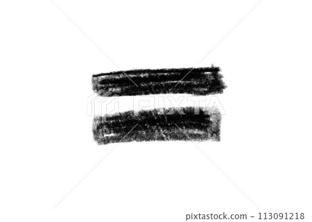 A black pencil sketch of an equal sign isolated on a white background. 113091218
