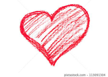 A photo of a red heart drawn in pencil. 113091304