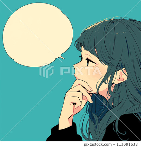 Thinking woman and speech bubble 113091638