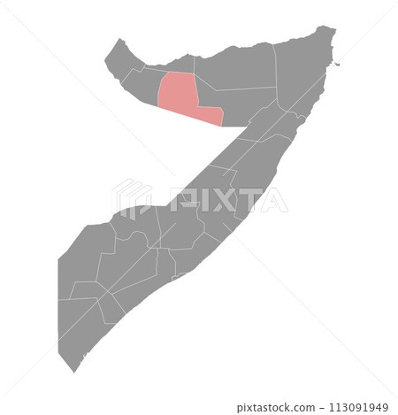 Togdheer region map, administrative division of Somalia. Vector illustration. Togdheer region map, administrative division of Somalia. Vector illustration. 113091949