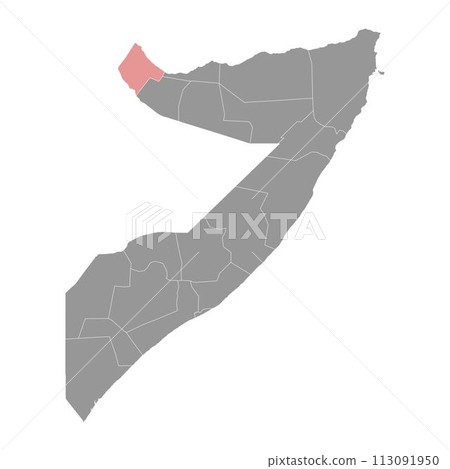 Awdal region map, administrative division of Somalia. Vector illustration. Awdal region map, administrative division of Somalia. Vector illustration. 113091950