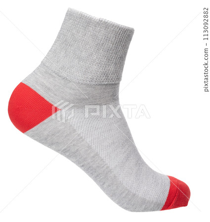 Athletic ankle sock with red accents isolated on white Athletic ankle sock with red accents isolated on white 113092882