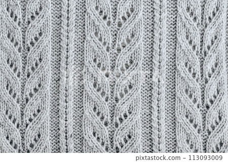 Knit texture of light gray wool knitted fabric 113093009