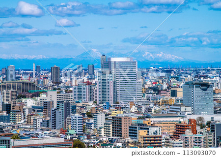 Tokyo cityscape in Japan A rare view of the mountains. Views of Bunkyo Green Court, Mt. Nantai, Mt. Daimanako, etc. 113093070