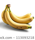 Banana A bunch of ripe bananas, artfully arranged in a curve, captured from a high angle to create a sen 113093218