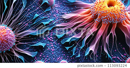 Migrating and spreading cancerous cell into organic tissue 113093224