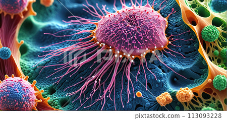 Migrating and spreading cancerous cell into organic tissue 113093228