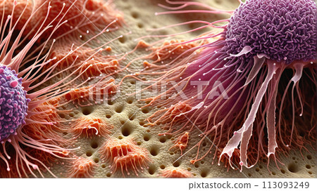 Migrating and spreading cancerous cell into organic tissue Migrating and spreading cancerous cell into organic tissue 113093249