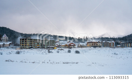 View of Bakuriani, winter resort in Georgia 113093315