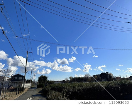 Sunny day sky and clouds 113093663