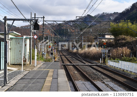 關根站內被秋天的彩色植物包圍的風景 113093751