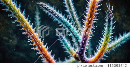 Close up on the skeleton and structure of a fan coral - ai generated 113093842