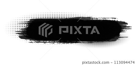 Glitch distorted brush stroke. Trendy halftone brush background. Vector illustration 113094474