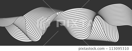 An abstract wave. An element of the sound track design, frequency spectrum, and wave effect. Stylized wave background for thematic and creative creative ideas 113095310