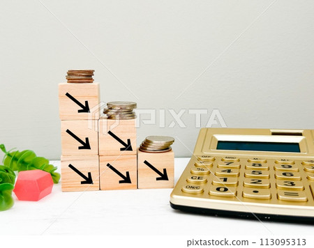 通貨緊縮與通貨膨脹的積木圖 113095313