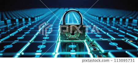 Protecting data and maintaining Privacy with security concept - padlock on computer circuit board - ai genrated Protecting data and maintaining Privacy with security concept - padlock on computer circuit board - ai genrated 113095731