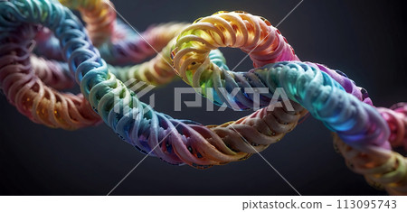 Multicolored polynucleotide consisting of polymers forming protein structure or macromolecules - AI generated 113095743