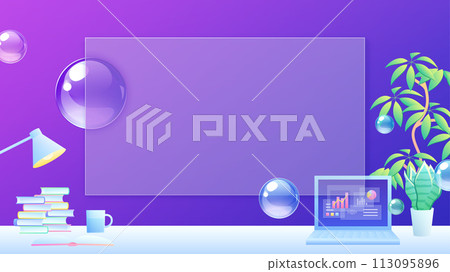 Glassmorphism screen and office background_16:9 113095896