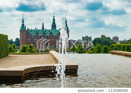 View of Frederiksborg castle with park in Hillerod, Denmark 113096090