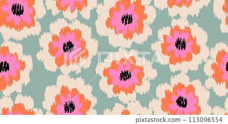 Exotic hand drawn flowers, seamless patterns embroidery style with floral for fabric, textiles, wrapping paper, cover, wall art, home decor, abstract backgrounds. Vector illustration. Exotic hand drawn flowers, seamless patterns embroidery style with floral for fabric, textiles, wrapping paper, cover, wall art, home decor, abstract backgrounds. Vector illustration. 113096554
