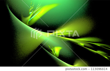 abstract yellow-green pattern on a black background, design, background 113096814